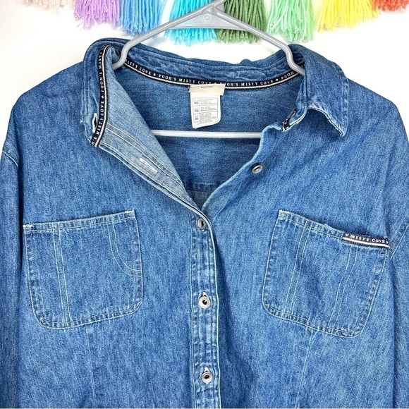 Vintage 90s Disney Store Pooh’s Misty Cove Embroidered Pooh Piglet Denim Shirt - Picture 10 of 17